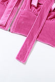 namcoverse Velvet Pocketed Cropped Hoodie Mini Skirt Suits