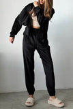 namcoverse Velvet Zip-up Crop Top Long Pants Suits