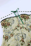 namcoverse Vintage Contrast Floral Print Strapless Mini Dress