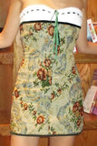 namcoverse Vintage Contrast Floral Print Strapless Mini Dress