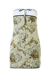 namcoverse Vintage Contrast Floral Print Strapless Mini Dress
