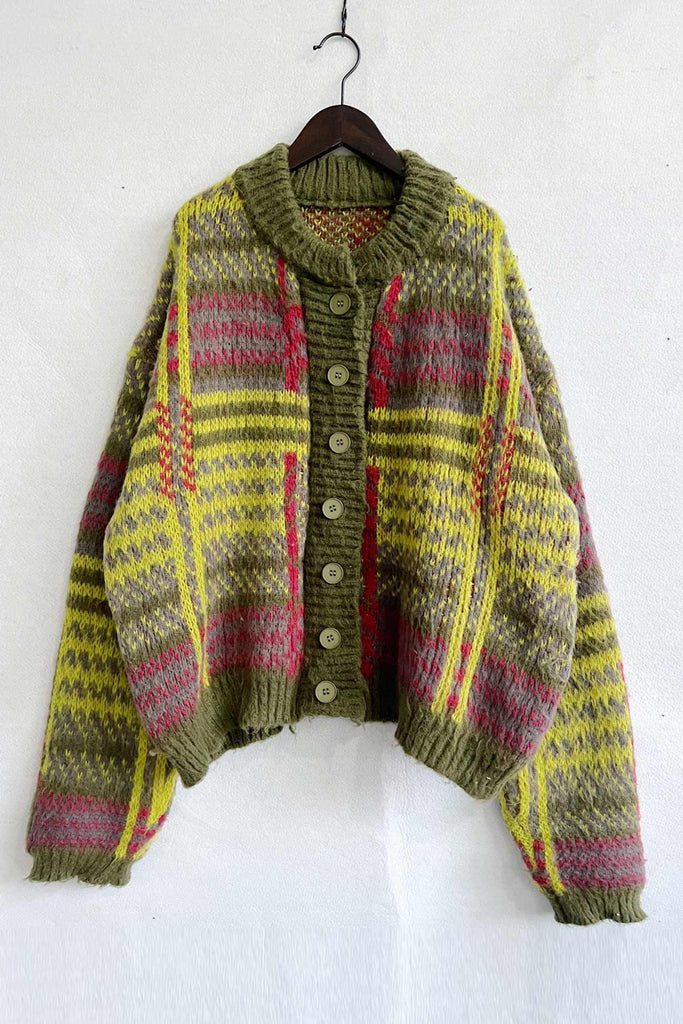 namcoverse Vintage Contrast Striped Cardigan