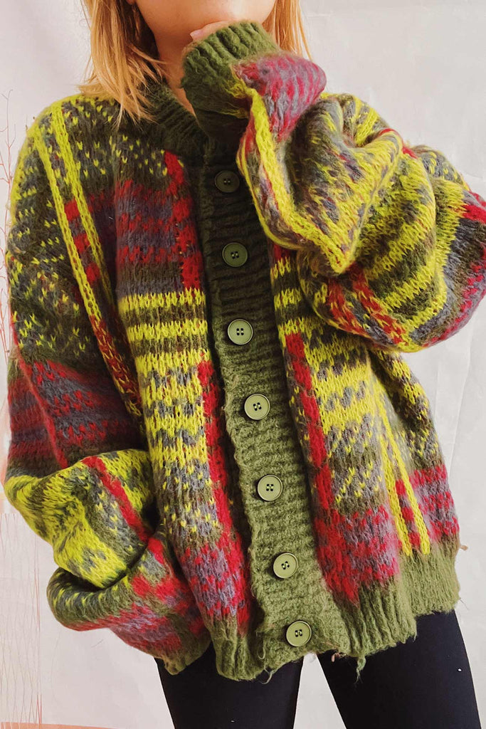 namcoverse Vintage Contrast Striped Cardigan