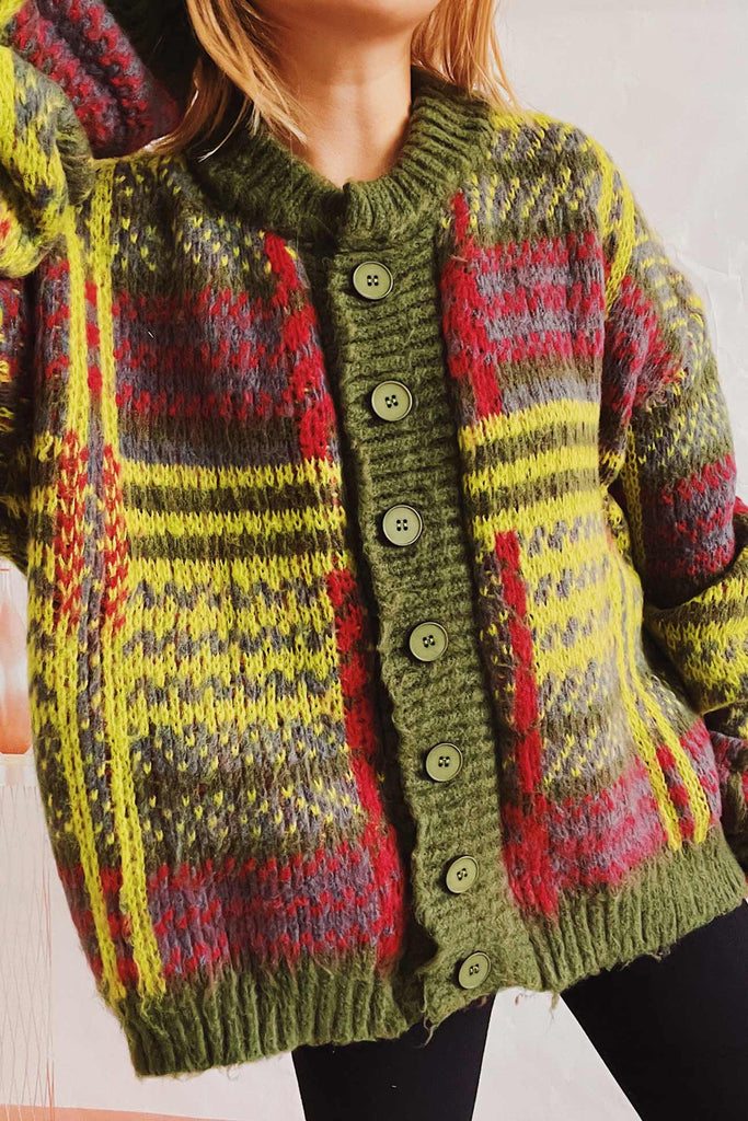 namcoverse Vintage Contrast Striped Cardigan