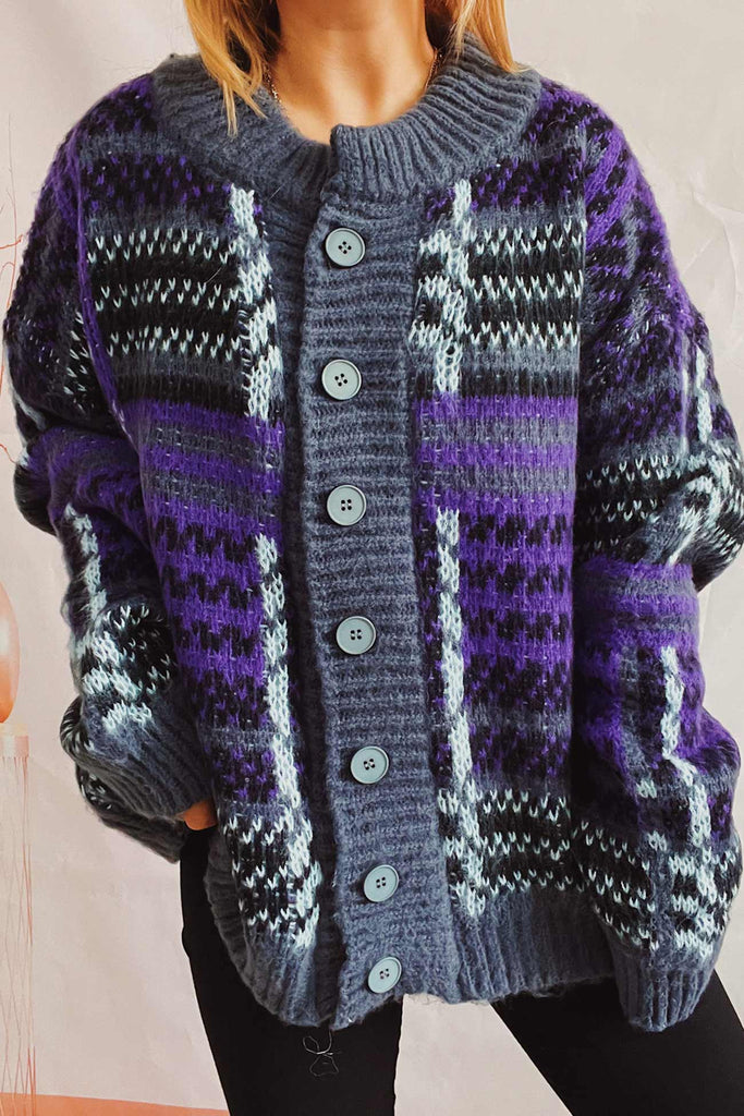 namcoverse Vintage Contrast Striped Cardigan