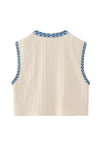 namcoverse Vintage Floral Embroidery Open Front Vest