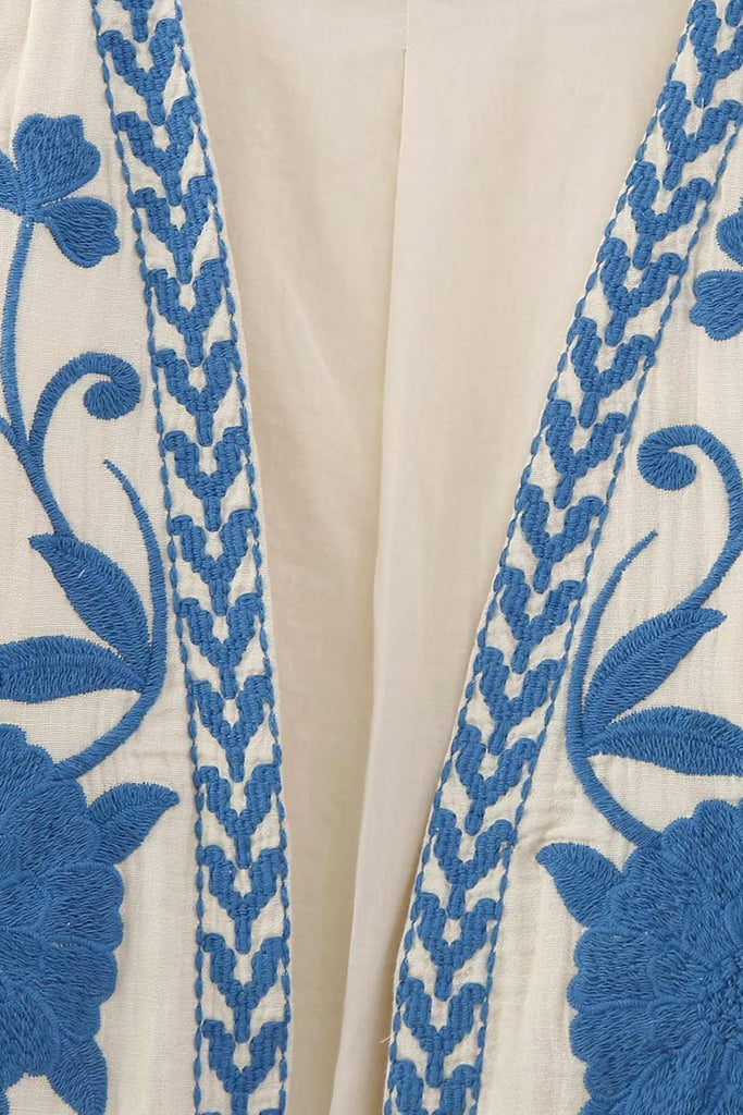 namcoverse Vintage Floral Embroidery Open Front Vest