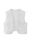 namcoverse Vintage Floral Embroidery Open Front Vest