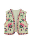 namcoverse Vintage Floral Embroidery Open Front Vest