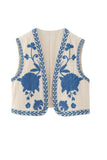 namcoverse Vintage Floral Embroidery Open Front Vest