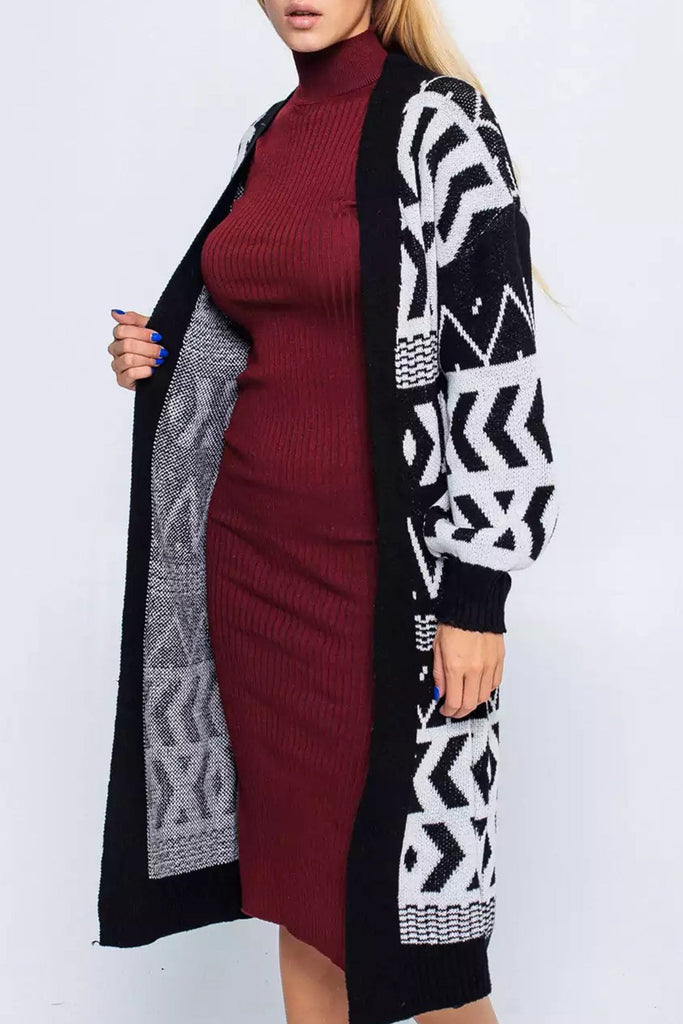 namcoverse Vintage Jacquard Patchwork Long Cardigan