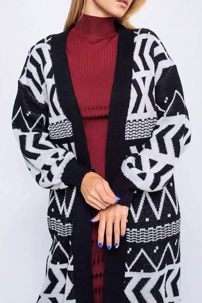 namcoverse Vintage Jacquard Patchwork Long Cardigan