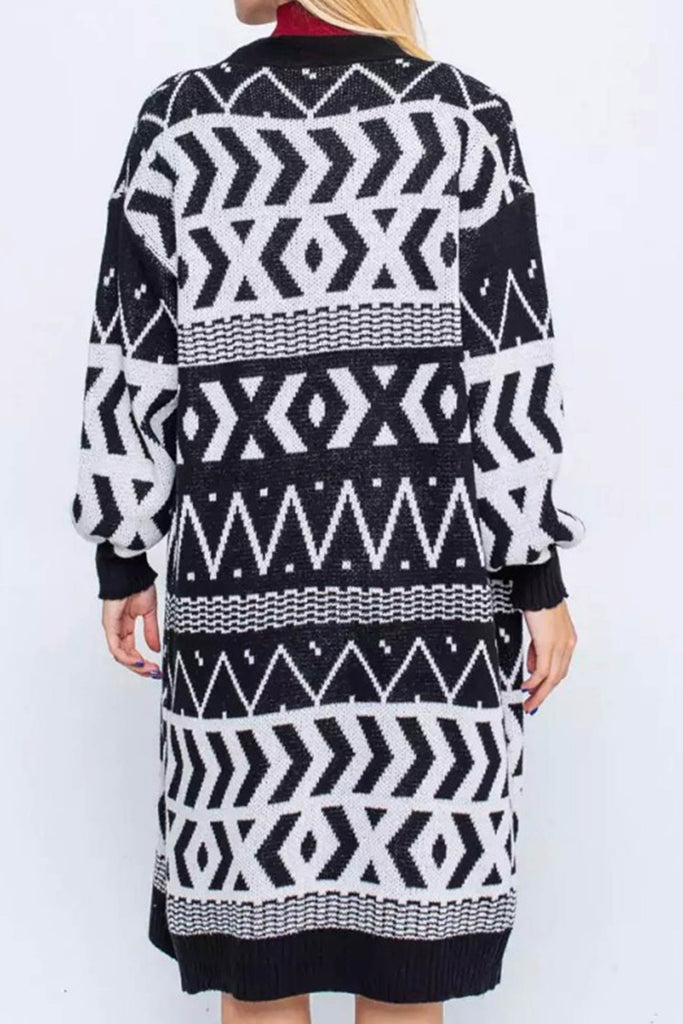 namcoverse Vintage Jacquard Patchwork Long Cardigan