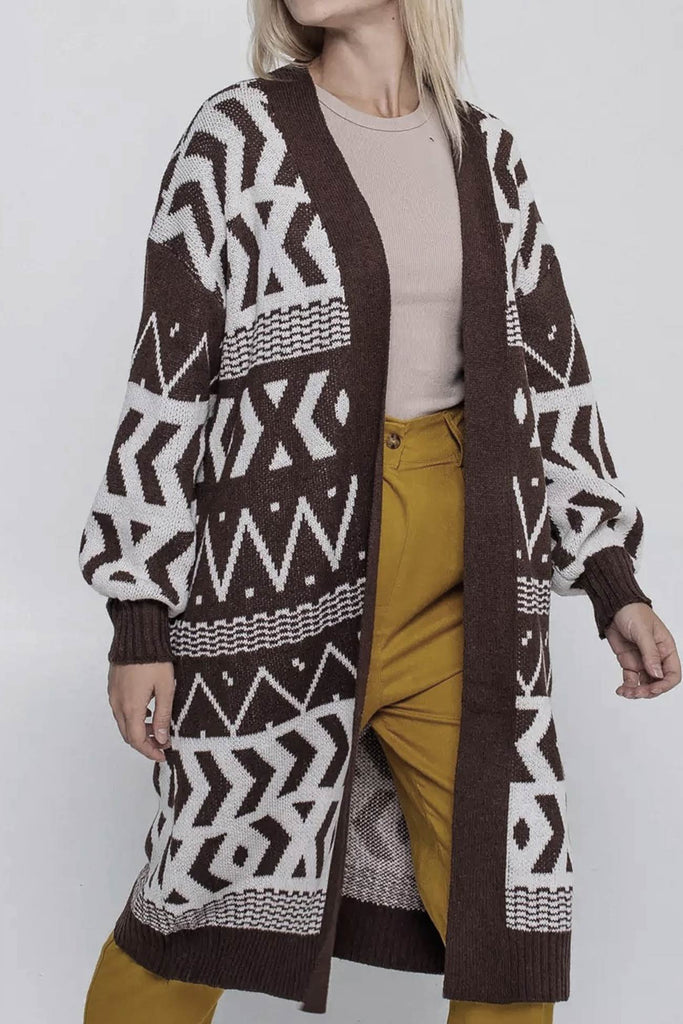 namcoverse Vintage Jacquard Patchwork Long Cardigan