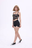 namcoverse Vintage-print Crochet Corset Tube Top