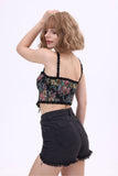 namcoverse Vintage-print Crochet Corset Tube Top