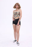 namcoverse Vintage-print Crochet Corset Tube Top
