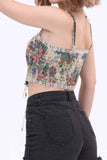 namcoverse Vintage-print Crochet Corset Tube Top