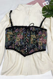namcoverse Vintage-print Crochet Corset Tube Top