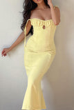 namcoverse Yellow Tie-straps Pack Hip Fishtail Dress