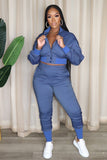 namcoverse Zipper Cutout Denim Jacket Pants Suits