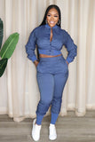 namcoverse Zipper Cutout Denim Jacket Pants Suits