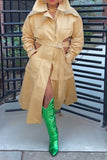 namcoverse Solid Color Striking Belted Cutout Irregular Trench Coat