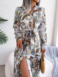 Namcoverse Vantage Flower Print Solid Full Shirt Sleeve A-line Dress