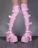 namcoverse Buckled Design Whimsical Strappy Chunky Boots