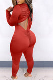 namcoverse Solid Color Elegant Back Drawstring Jumpsuit