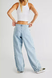 namcoverse Solid Color On-trend Drawstring Harem Jeans