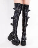 namcoverse Buckled Design Whimsical Strappy Chunky Boots