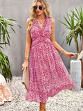 Namcoverse Summer Sleeveless Ruffle Fashion A Line Deep V Neck Elegant Party Maxi Dress