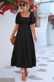 Namcoverse Women Elegant Party High Waist Puff Sleeve Maxi Dress