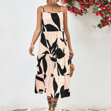 Namcoverse Women's Fashion Holiday Print Fashion Suspenders Strapless Beach Maxi Dress