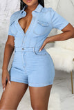 namcoverse Denim Sporty Single Breasted Romper