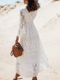 Namcoverse Elegant V Neck Loose Party Lace Maxi Dress