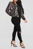 namcoverse Colorful Sequined Zipper Bomber Jacket