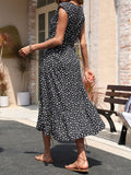 Namcoverse Fashion Floral Summer Thin Loose Breathable Slim V-Neck Casual Maxi Dress