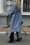 namcoverse Washed Denim Modern Irregular Trench Coat