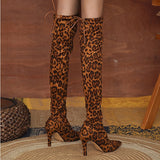 namcoverse namcoverse Autumn Boots  Women's Boots Heel Boots Daily Over The Knee Boots Winter High Heel Pointed Toe Leopard Tiger Leopard White leopard Tiger pattern