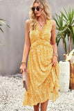 Namcoverse Summer Sleeveless Ruffle Fashion A Line Deep V Neck Elegant Party Maxi Dress