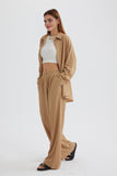 namcoverse Two Piece Solid Color Long Sleeve Shirt Long Pants Set