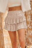 namcoverse Solid Sequined Pleated Tiered Mini Skirt