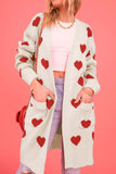 namcoverse Heart Open Front Pocket Long Cardigan