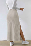 namcoverse Solid Color Slit Knitted Skirt