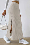 namcoverse Solid Color Slit Knitted Skirt