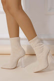 namcoverse Crystal Heel Stretch Mid Calf Skinny Boots