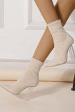 namcoverse Crystal Heel Stretch Mid Calf Skinny Boots