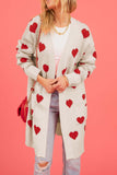 namcoverse Heart Open Front Pocket Long Cardigan